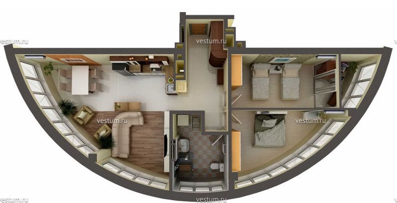 3-комнатная квартира 83.01 м²