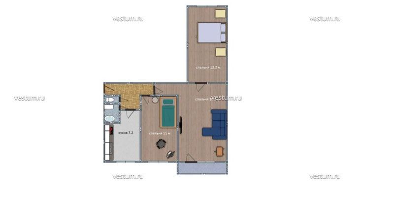2-комнатная квартира 60 м²