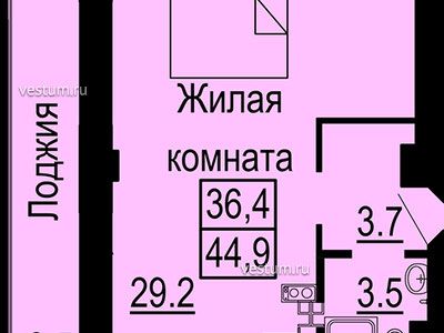 Апартаменты 44.9 м² в ЖК "Октава"