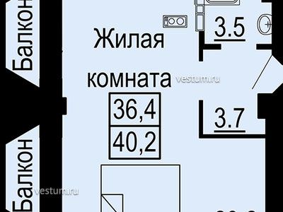 1-комнатные апартаменты 40 м² в ЖК "Октава"