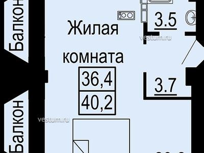 1-комнатные апартаменты 40 м² в ЖК "Октава"