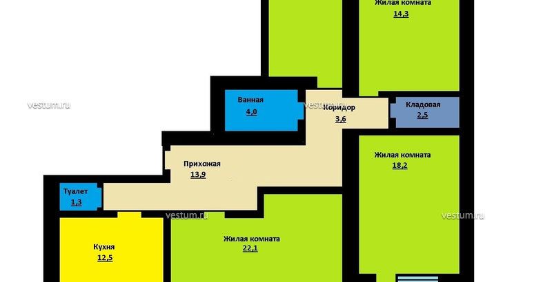 3-комнатная квартира 105 м²
