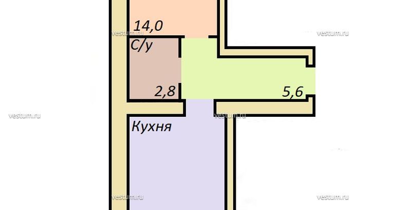 1-комнатная квартира 42 м²1/2