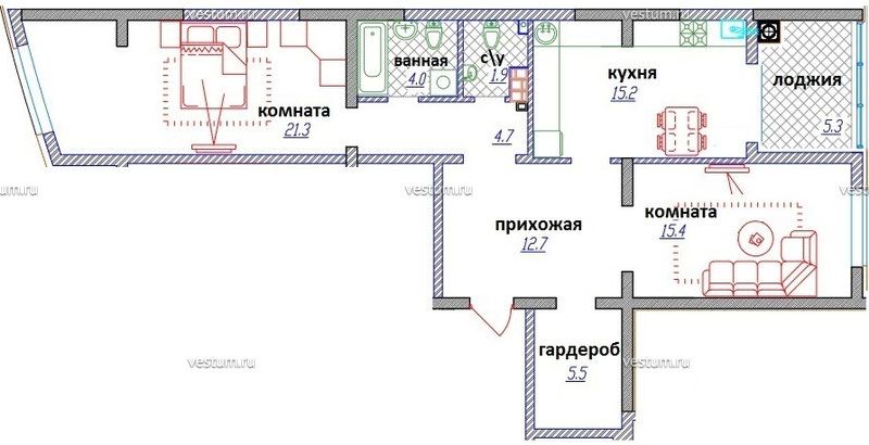 2-комнатная квартира 80.6 м² в ЖК "Приморский"1/7