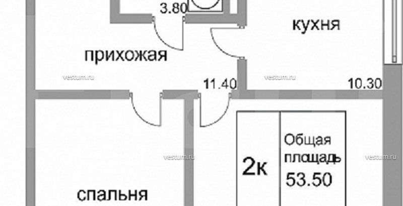 2-комнатная квартира 55 м² в ЖК "Спортивная деревня", литер 51/12