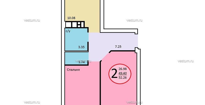2-комнатная квартира 60 м²