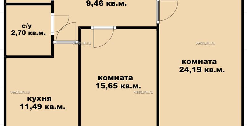 2-комнатная квартира 62.5 м²