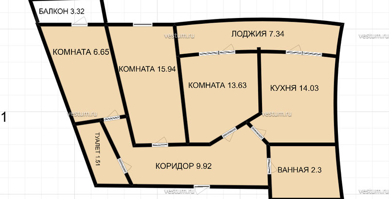 3-комнатная квартира 73 м² в ЖК "Каскад" на ул. Благоева1/14