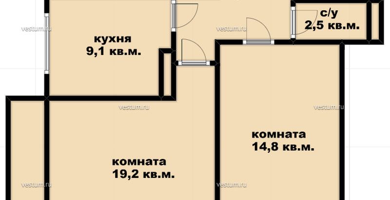 2-комнатная квартира 58 м² в ЖК "Возрождение", литер 101/9