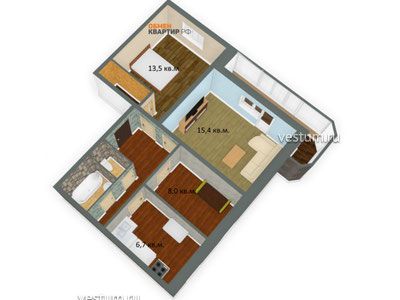 3-комнатная квартира 56.2 м²