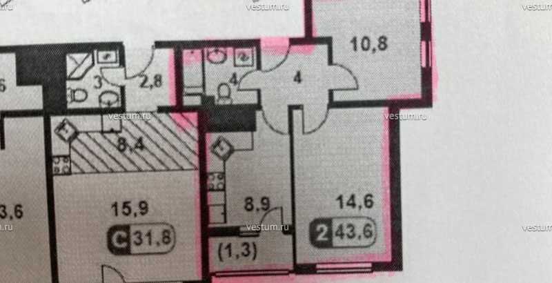 2-комнатная квартира 45 м² Самая недорогая 2 х комн квартира в ЖК Раз Два Три1/12