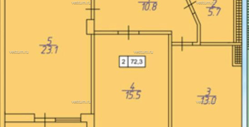 2-комнатная квартира 72.3 м² в ЖК "Лагуна премиум"1/8