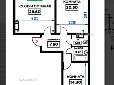2-комнатная квартира 79.1 м²