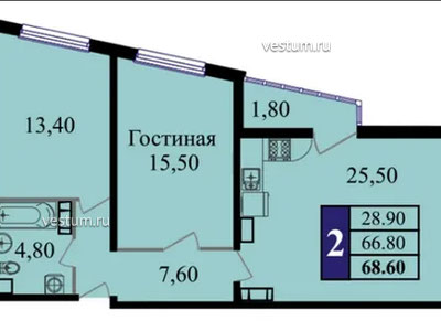 3-комнатная квартира 71 м² в ЖК "Сказка Град"