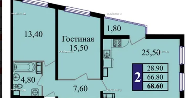 3-комнатная квартира 71 м² в ЖК "Сказка Град"1/5